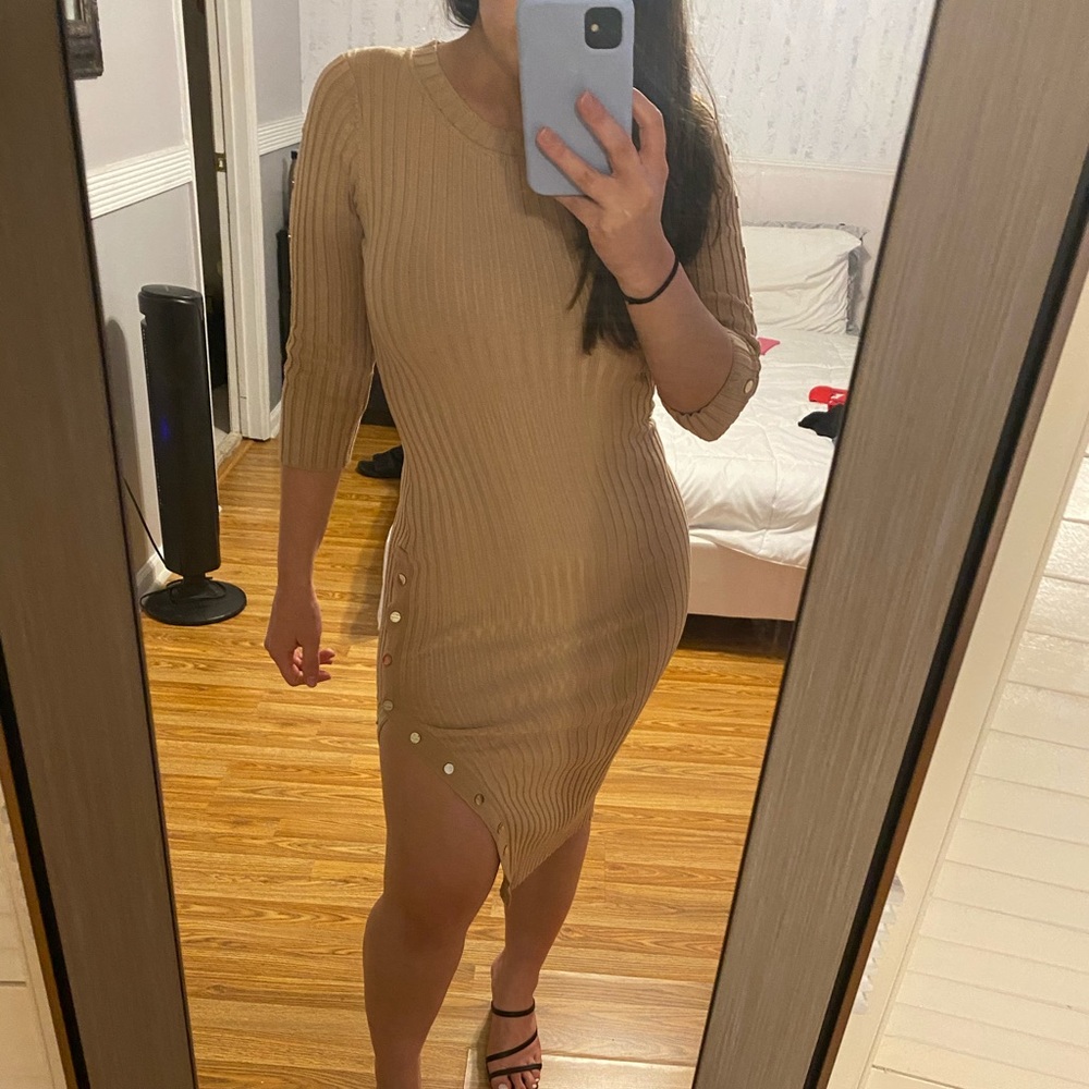 Tan midi dress